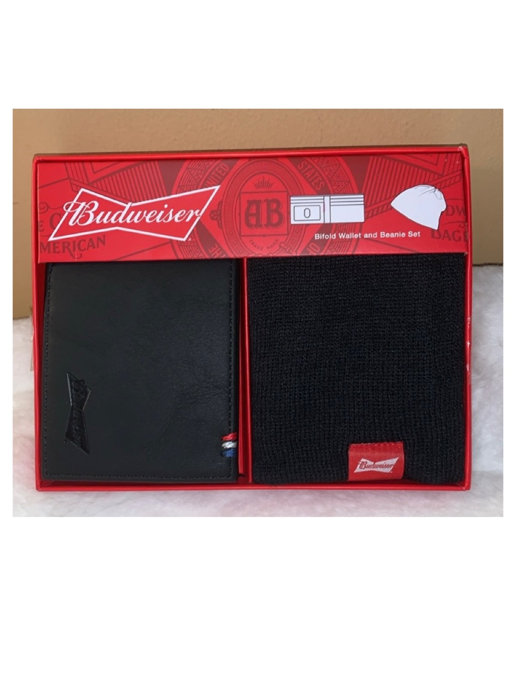 Budweiser Black Wallet & Beanie Gift Set Nwt
